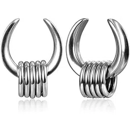 earblity 1 Pair saddle Gauges with 10pcs rings Ear Tunnels Plugs 316 Stainless Steel Ear Gauges Weight Saddle Plugs Hypoallergenic expander Piercing Body Jewelry-picture-27