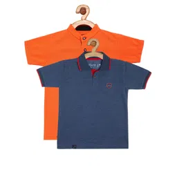 earth conscious Boys Orange & star command blue 2 Polo Collar T-shirt-picture-33