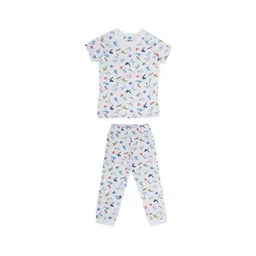 earth conscious Boys White & Red Printed Cotton Night suit-picture-35