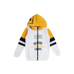 earth conscious Boys White Yellow Colourblocked Fleece Sporty Jacket-picture-47