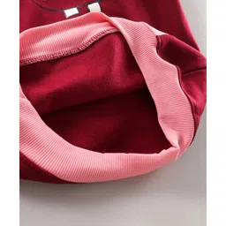 Earth Conscious Fleece Full Sleeves Spongebob Squarepants Printed Hooded Sweatshirt - Pink Maroon image 4