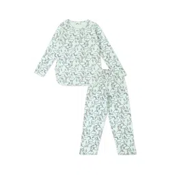 earth conscious Girls Conversational Printed Henley Neck Pure Cotton Night Suit-picture-39