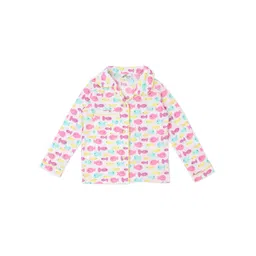 earth conscious Girls Pink & Yellow Printed Night suit image 3
