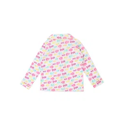 earth conscious Girls Pink & Yellow Printed Night suit image 4