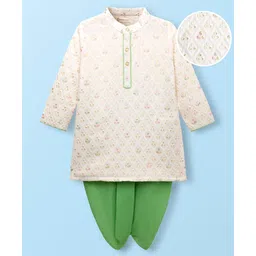 EARTHY TOUCH Georgette Woven Full Sleeves Kurta Dhoti Set with Embroidery & Sequin Detailing - Offwhite-picture-26