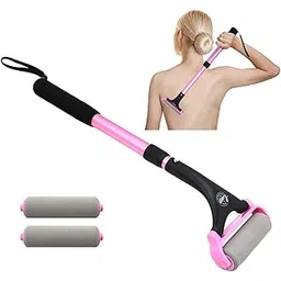 EASACE Lotion Applicator for Back & Body, Long Handle 21.5inch Adjustable Lotion Roller with 2 Replacement Roller for back self(pink)-picture-54