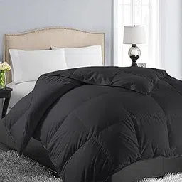 EASELAND Twin Size Down Alternative Comforter - Quilted Duvet Insert for All Seasons, Soft Lightweight with Corner Tabs, Summer Winter Warm Bedding, Black 64×88 Inches-picture-30