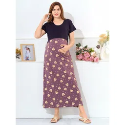 EASY MOM Graphic Printed Maternity A-Line Midi Dress-picture-14