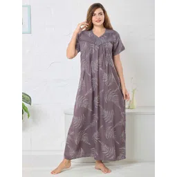 EASY MOM Women Floral Printed V Neck Maternity Maxi Nightdress-picture-31