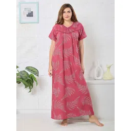 EASY MOM Women Printed Maternity Organic Cotton Maxi Nightdress-picture-35