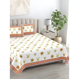 EasyGoods Pink & White Floral Cotton 400 TC King Bedsheet with 2 Pillow Covers-picture-11