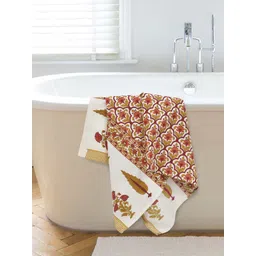 EasyGoods Red 3 Pieces Printed 150 GM Cotton Towel Set-picture-30