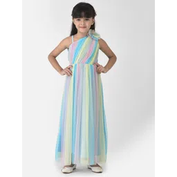 Eavan Girls Blue & Yellow Net Maxi Maxi Dress-picture-16
