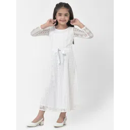 Eavan Girls Cold-Shoulder Net Fit & Flare Midi Dress-picture-19