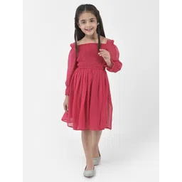 Eavan Girls Puff Sleeve Smocked Georgette Fit & Flare Dress-picture-46