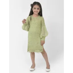 Eavan Kids Light Green Self Design Full Sleeves Dress-picture-14