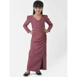 Eavan Kids Onion Pink Self Full Sleeves Gown-picture-28