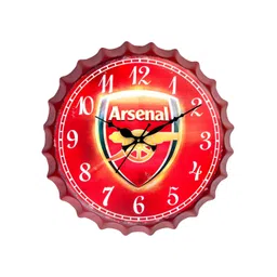 eazy wagon Red & White Printed Arsenal Bottle Cap Metal Round Shaped Wall Clock-picture-21