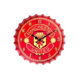 eazy wagon Red & Yellow Manchester United Bottle Cap Metal Round Shaped Wall Clock-picture-26