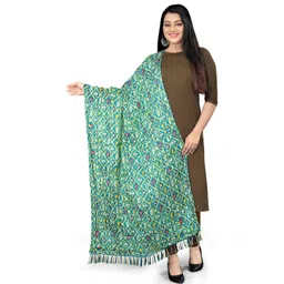 EBADAT Women Art Silk Turquoise Blue Ethnic Motifs Printed Art Silk Dupatta-image-24