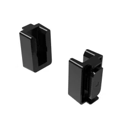 Ebco Rectangular Rail Support Black Finish and 40x35x21 mm Size for Pole Shelving System, PPDS-RRS (Set of 2)-image-0