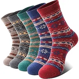 ebmore Women's Fashion Soft Printed Wool Warm Winter Thick Socks - 5 Pack-picture-53