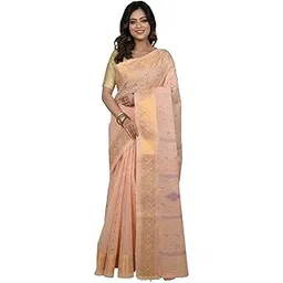 ec esha's collection Women's Kerala Cotton Floral Motif Printed Zari Bordered Tant Saree Without Blouse Piece-picture-11