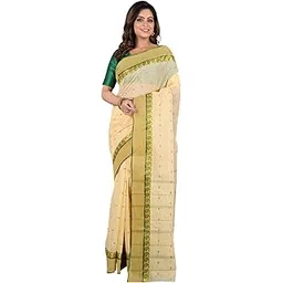 ec esha's collection Women's Traditional Pure Cotton Aam Kalka Tant Saree Without Blouse Piece-picture-30