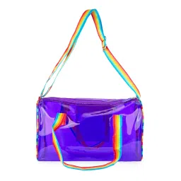 echo boomers See-Through Jelly Duffle – Purple Transparent Bag with Rainbow Handles | Trendy Handbag for School, Gym, Travel, Beach image 3