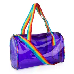 echo boomers See-Through Jelly Duffle – Purple Transparent Bag with Rainbow Handles | Trendy Handbag for School, Gym, Travel, Beach image 2