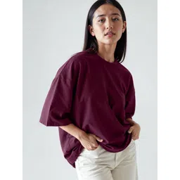 Echolope Round Neck Drop-Shoulder Sleeves Cotton Oversized T-shirt-picture-12