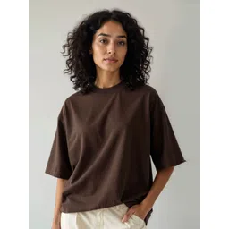 Echolope Round Neck Drop-Shoulder Sleeves Cotton Oversized T-shirt-picture-13