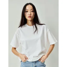 Echolope Round Neck Drop-Shoulder Sleeves Cotton Oversized T-shirt image 1