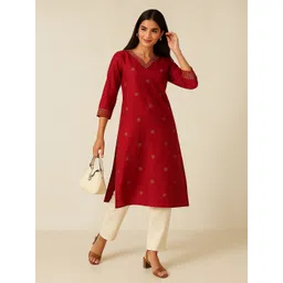 Eco Clothing Women Ethnic Motifs Printed Daily Cotton Straight Kurta-picture-14