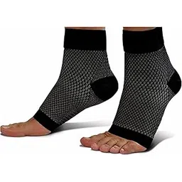 eco sync Compression Open Toe Socks | Nano Sock Neuropathy Unisex | Bamboo Cotton Compression Socks Women | Ecosync | Black | Plantar Fasciitis | Arch Support | Foot & Ankle Swelling | Heel Pain | Injury Recovery-picture-32