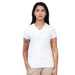 EcoLove Women Dry Tech Solid V-Neck Cotton T-shirt-picture-15