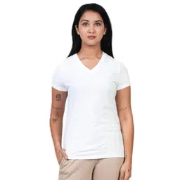EcoLove Women Dry Tech Solid V-Neck Cotton T-shirt-picture-11