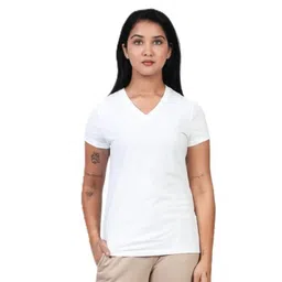 EcoLove Women Dry Tech Solid V-Neck Cotton T-shirt-picture-11