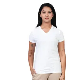 EcoLove Women Dry Tech Solid V-Neck Cotton T-shirt-picture-34