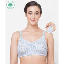 ECOMAMA Organic Cotton & Bamboo Antimicrobial Sleeping/Feeding Bra Floral Blue - Light Blue-picture-16