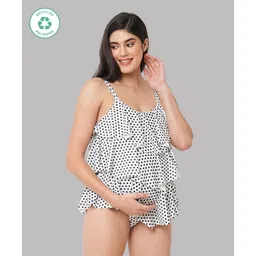 ECOMAMA Sleeveless Ruffle Polka Dotted Quick Dry Swimsuit - White-picture-21