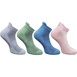 ecosync Ankle Bamboo Socks Men, Women & Unisex Moisture-Wicking & Breathable Keeps Feet Dry & Fresh Pack of 4 Navy Blue, Off White, Light Peach and Sky Blue-picture-39