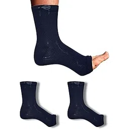 ecosync Open Toe Bamboo Cotton Compression Socks | Unisex | Nano Compression Sock for Neuropathy | Navy Blue | Plantar Fasciitis Relief | Arch Support | Ankle & Foot Swelling | Heel Pain |-picture-19
