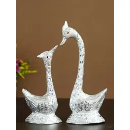 eCraftIndia 12 Inch Silver Kissing Swan Couple Handcrafted Decorative Figurine-picture-20