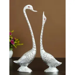 eCraftIndia 14 Inch Silver Kissing Swan Couple Handcrafted Decorative Figurine-picture-21