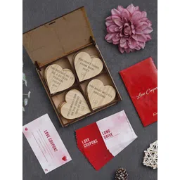 eCraftIndia 2 Pieces Red & Brown Love Coupons Card With Wooden Gift Box-picture-32