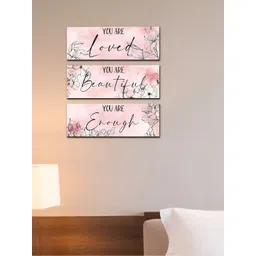 eCraftIndia 3 Pieces Pink & Black Positive Quotes Wooden Wall Hangings-picture-19
