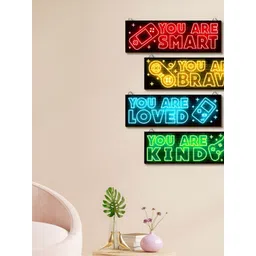 eCraftIndia 4 Pieces Red & Green Motivational Printed Wooden Wall Hangings-picture-21