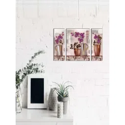 eCraftIndia 6MM MDF Set of 3 Botanical Floral Satin Matt Texture UV Art Painting-picture-23