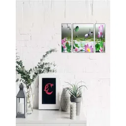 eCraftIndia 6MM MDF Set of 3 Botanical Floral Satin Matt Texture UV Art Painting-picture-36